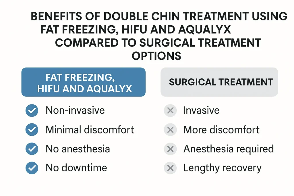 Graphic about the benefits of double chin treatment Epping Green - from LA LIPO