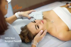 Woman having Hi-Fu to reduce wrinkles Epping Green.
